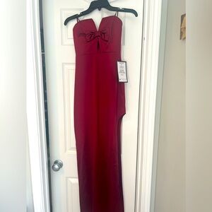 Macy’s Brick Red Social/Cocktail Dress with high split. Perfect for a night out!